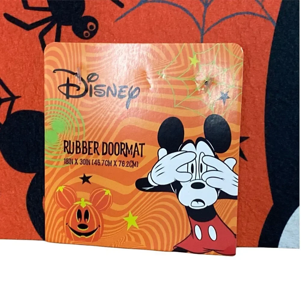 Disney Door Mat Mickey Mouse Halloween Rug Spider Decor Pumpkin Trick or Treat‎